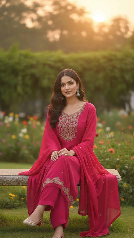 Pink Floral Pearl Sharara