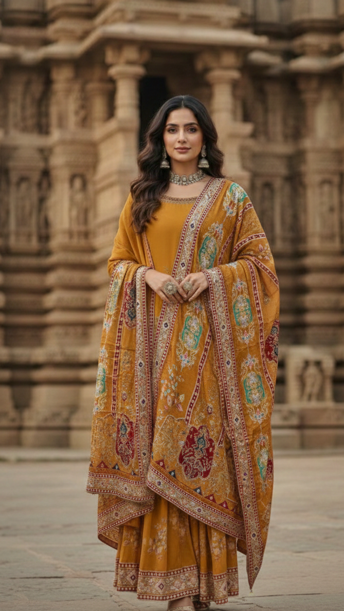 Mustard Heritage Sharara Set
