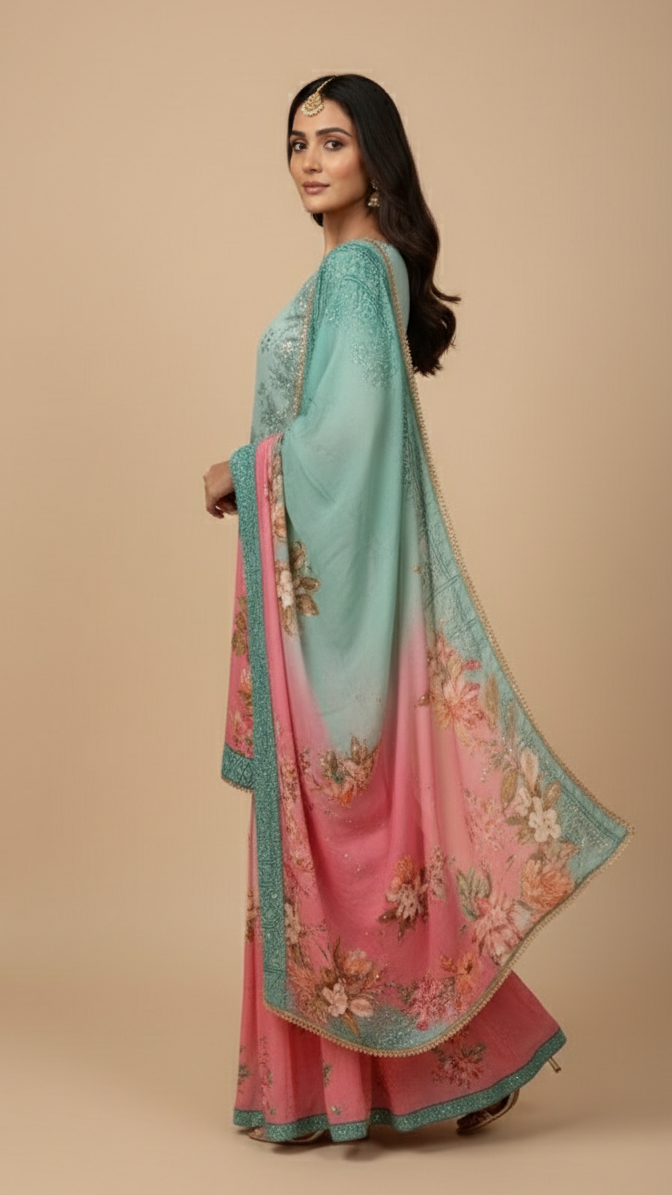 Pastel Bloom Sharara suit