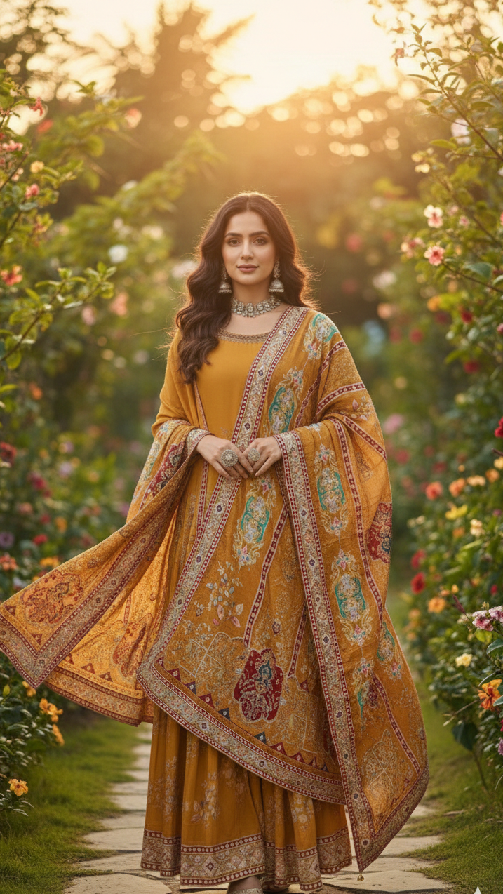 Mustard Heritage Sharara Set