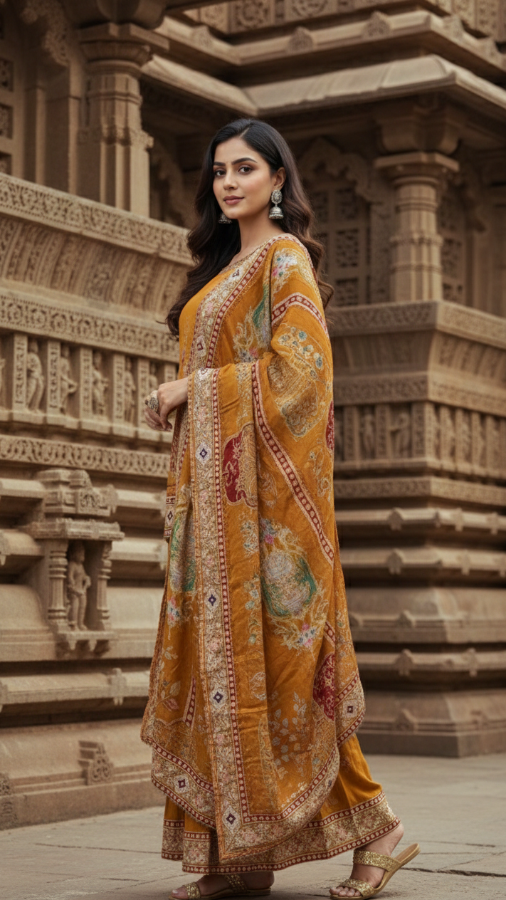 Mustard Heritage Sharara Set