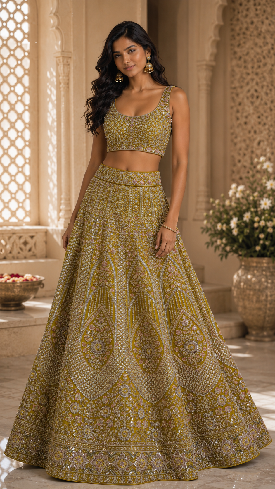 Yellow Embroidered Lehenga