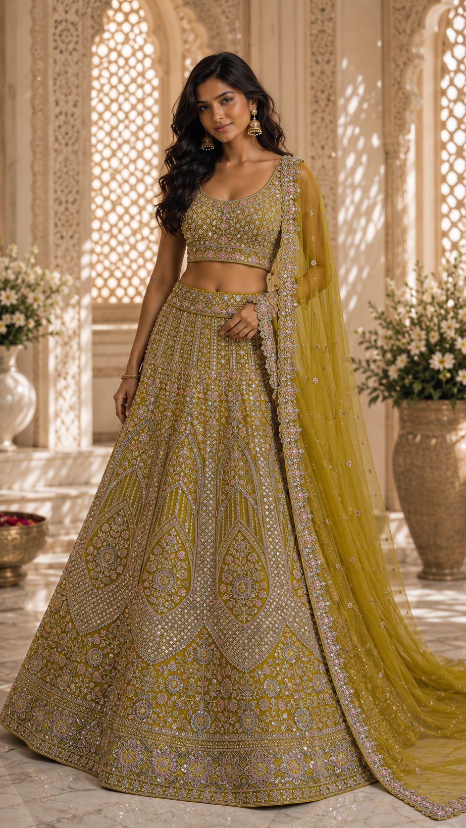Yellow Embroidered Lehenga